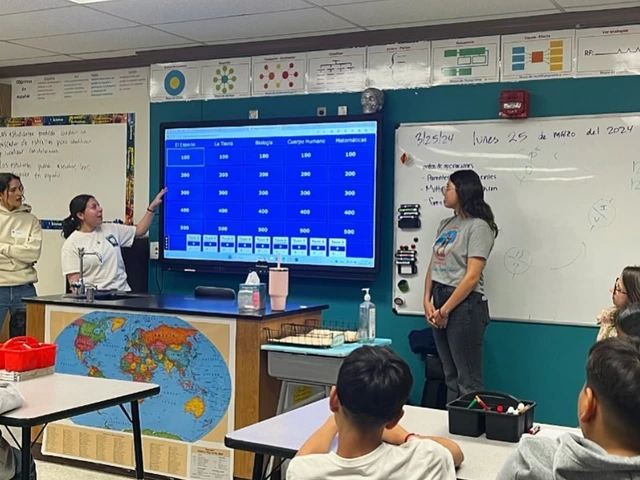 SACNAS students presenting in a classroom