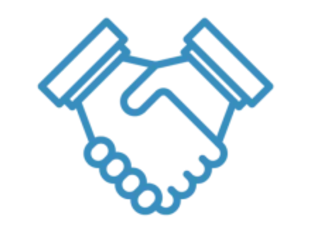 blue outline of shaking hands