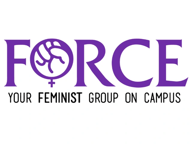 FORCE's logo in purple with the phrase "Your feminist group on campus" below it